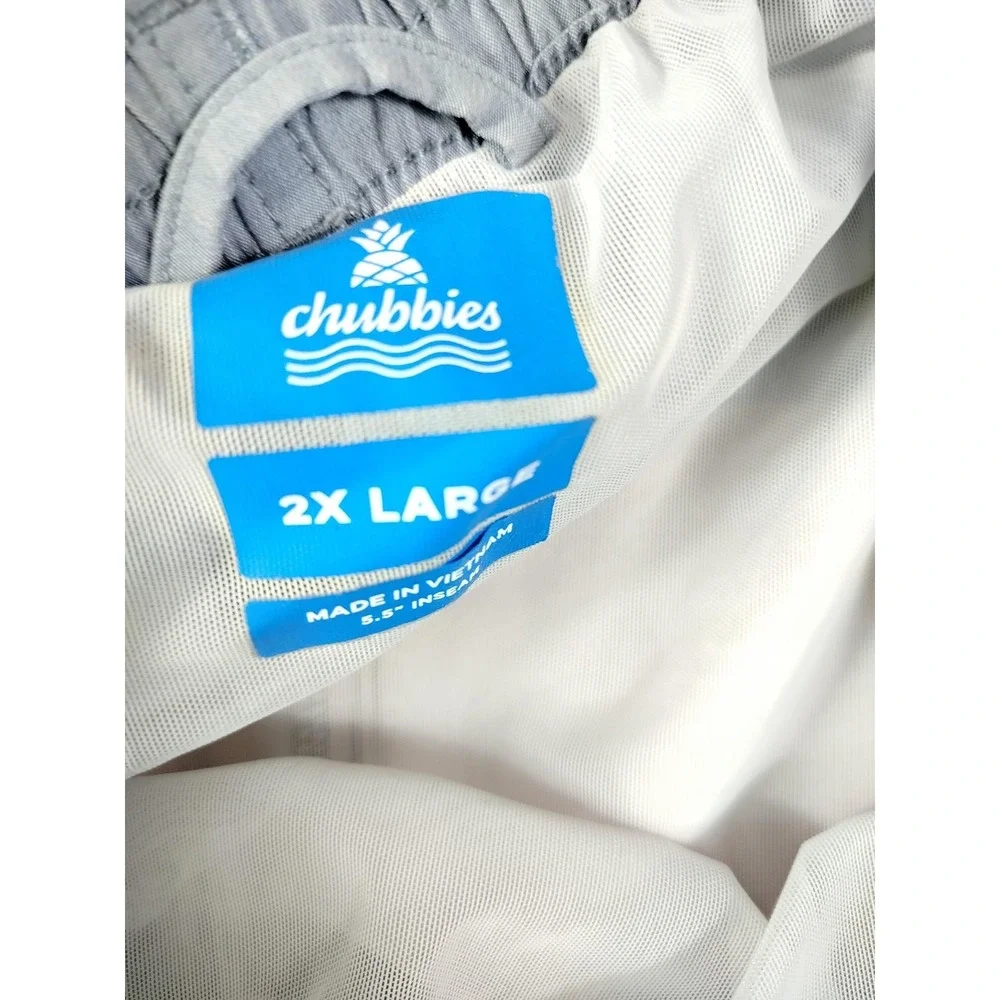Chubbies Swim Trunks Shorts Mens 2XL Gray Pastel‎ Stripe 5.5 Inseam Drawstring
